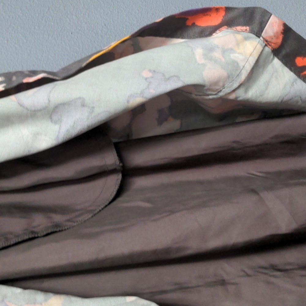 sz 6 Grey floral tea length dress sleeveless pockets fully lined hidden zipper - Picture 6 of 13